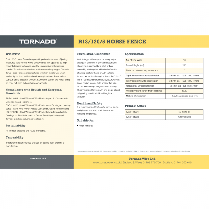 Tornado R13 120 5 Equi Foal Horse Fence 50m We provide competitive pricing and nationwide shipping. Call us 01376 503869