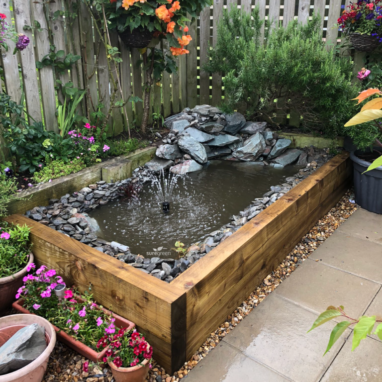 How to Build a Raised Pond with Railway Sleepers | Suregreen Ltd